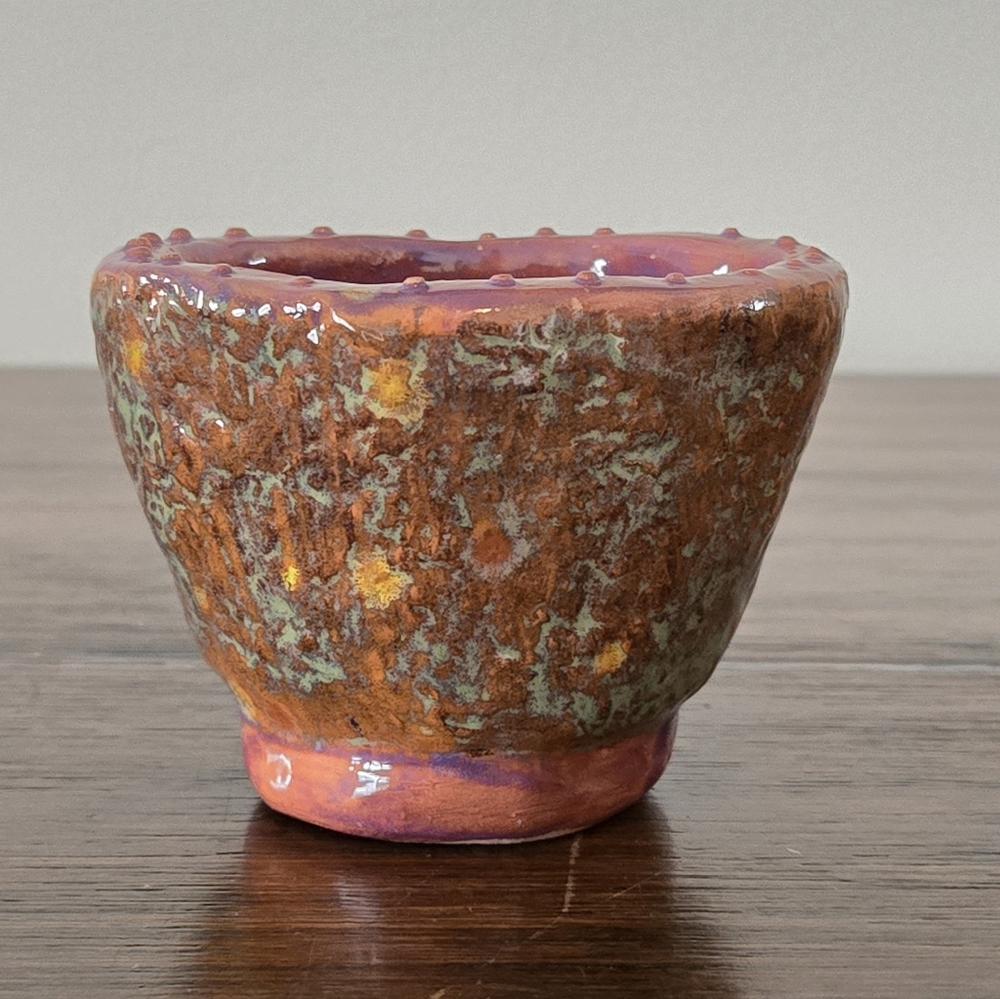 Handcrafted Kohsai Yaki Raku Pottery Japanese Tea Cup Bowl Minor Flaw